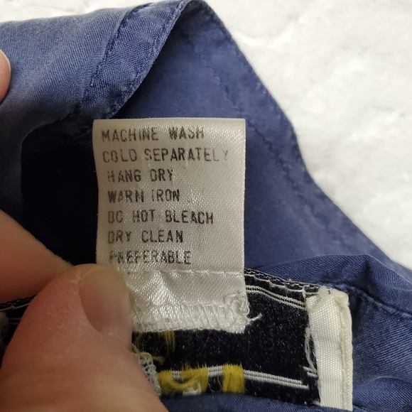 LUTAR CLASSICS MENS 100% SILK BLUE BUTTON UP SHIRT LARGE - Picture 8 of 8